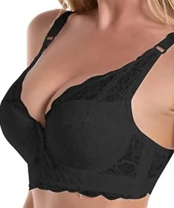 Soutien-Gorge Grande Taille en Dentelle Froncé avec Bretelles Réglables