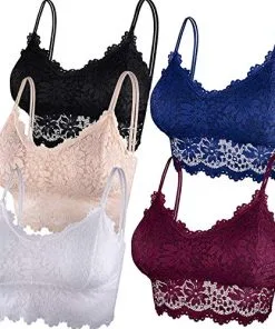 lot bralettes dentelle coussinets amovibles multicolore