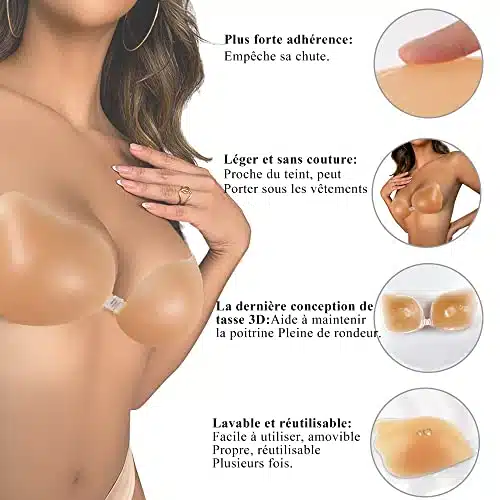 Soutien-gorge invisible silicone – Adhésif, dos nu et réutilisable – Image 3