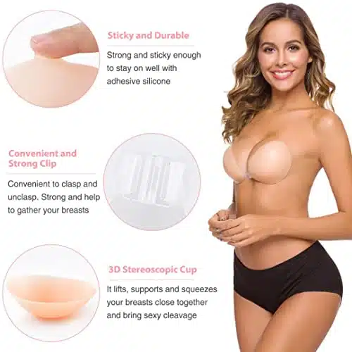 SHINYMOD Soutien-gorge sans bretelles, soutien-gorge invisible sans dos, couvre-mamelon auto-adhésif – Image 3